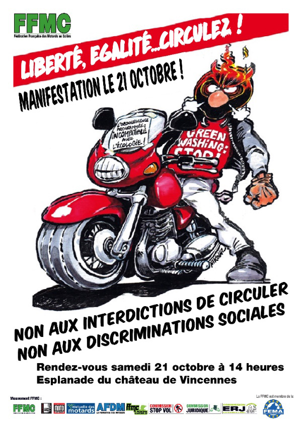 Manif des motards contre les restrictions de circulation le 21 octobre